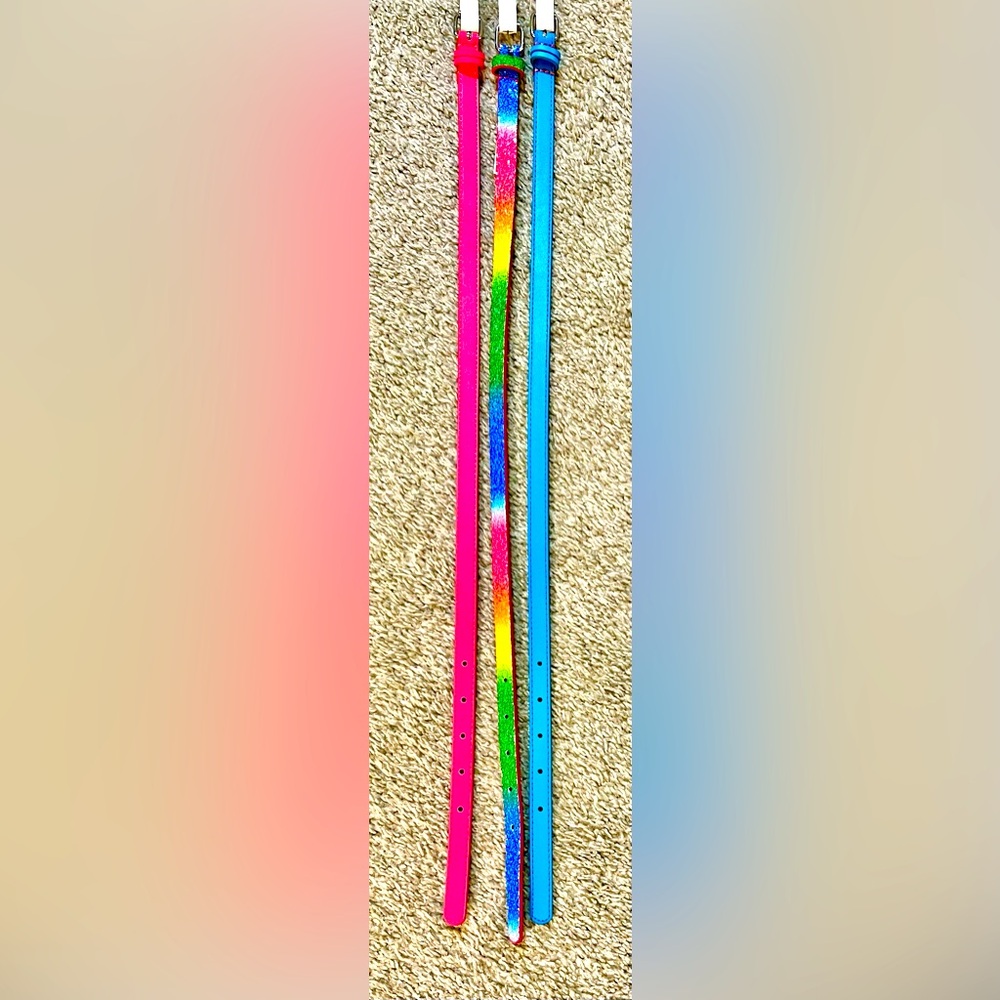 Little girls. Size small. 3 pack belts. 2 leather, 1 encrusted glitter. NWOT